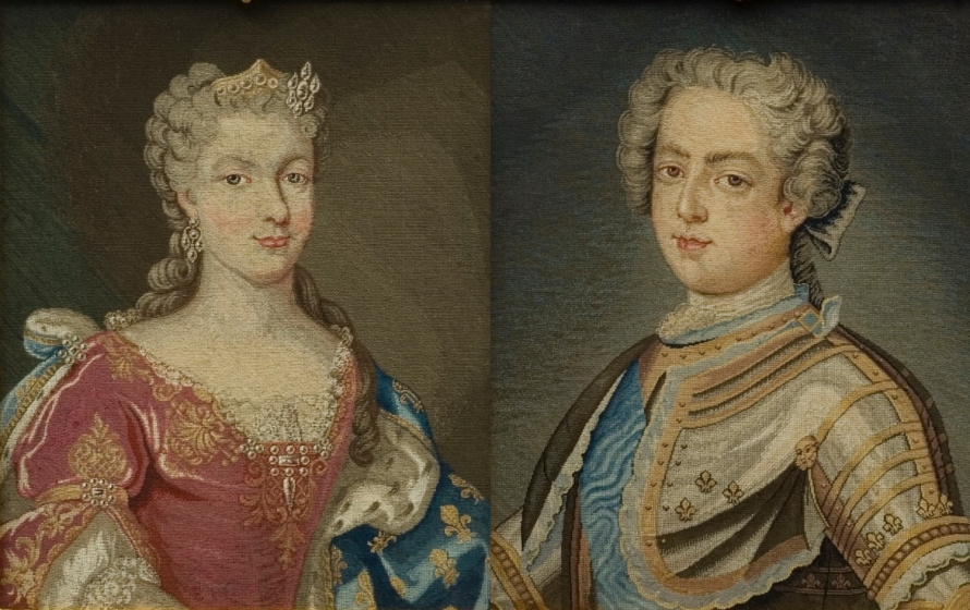 Haftowane portrety Marii Leszczyńskiej i Ludwika XV, przed 1787, Muzeum Pałacu Króla Jana III w Wilanowie